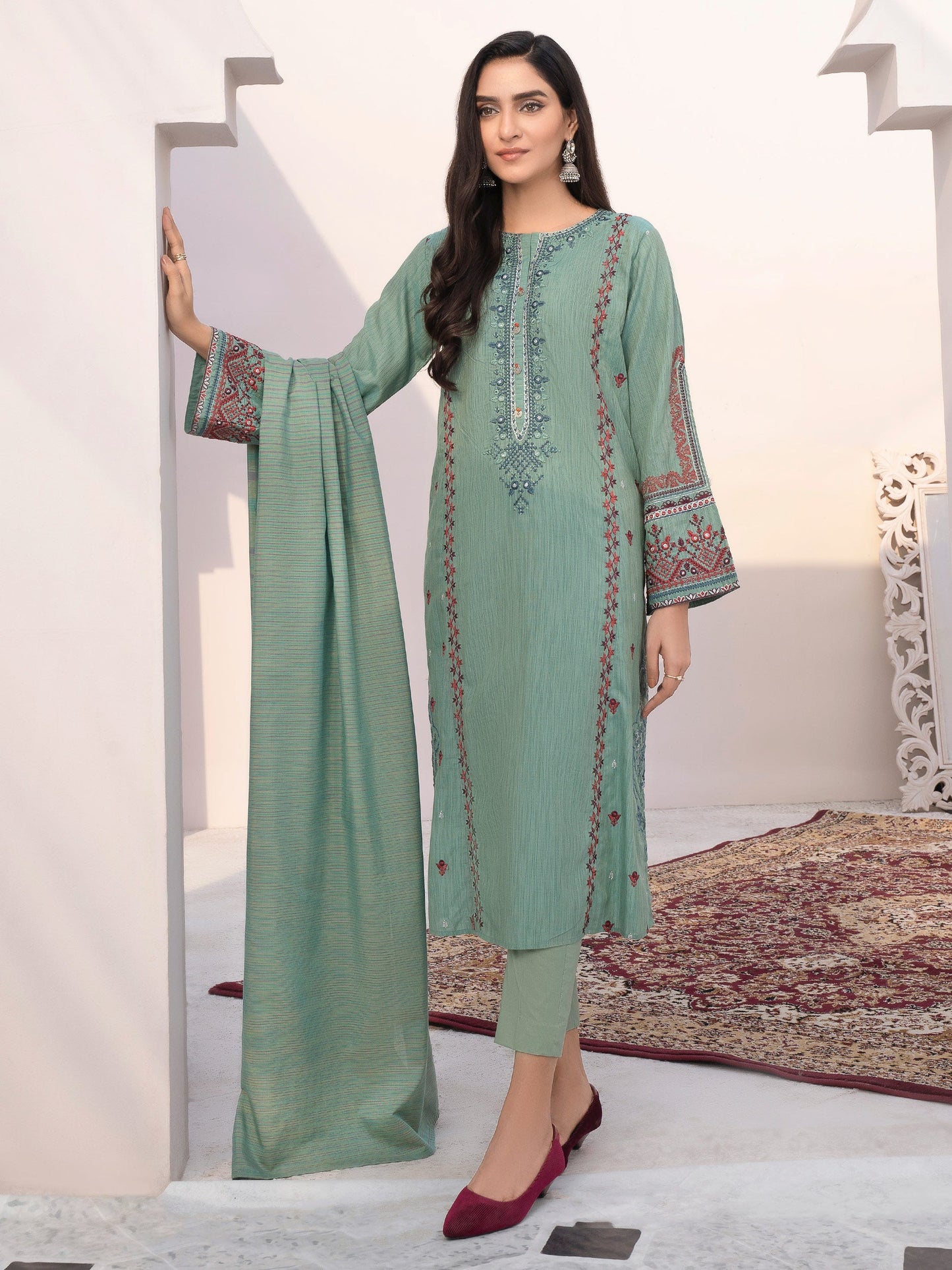 Limelight - 2 Piece Yarn Dyed Suit-Embroidered (Unstitched)