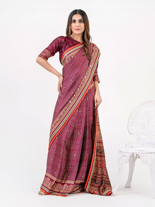 2 Piece Silk Saree-Printed (Pret)