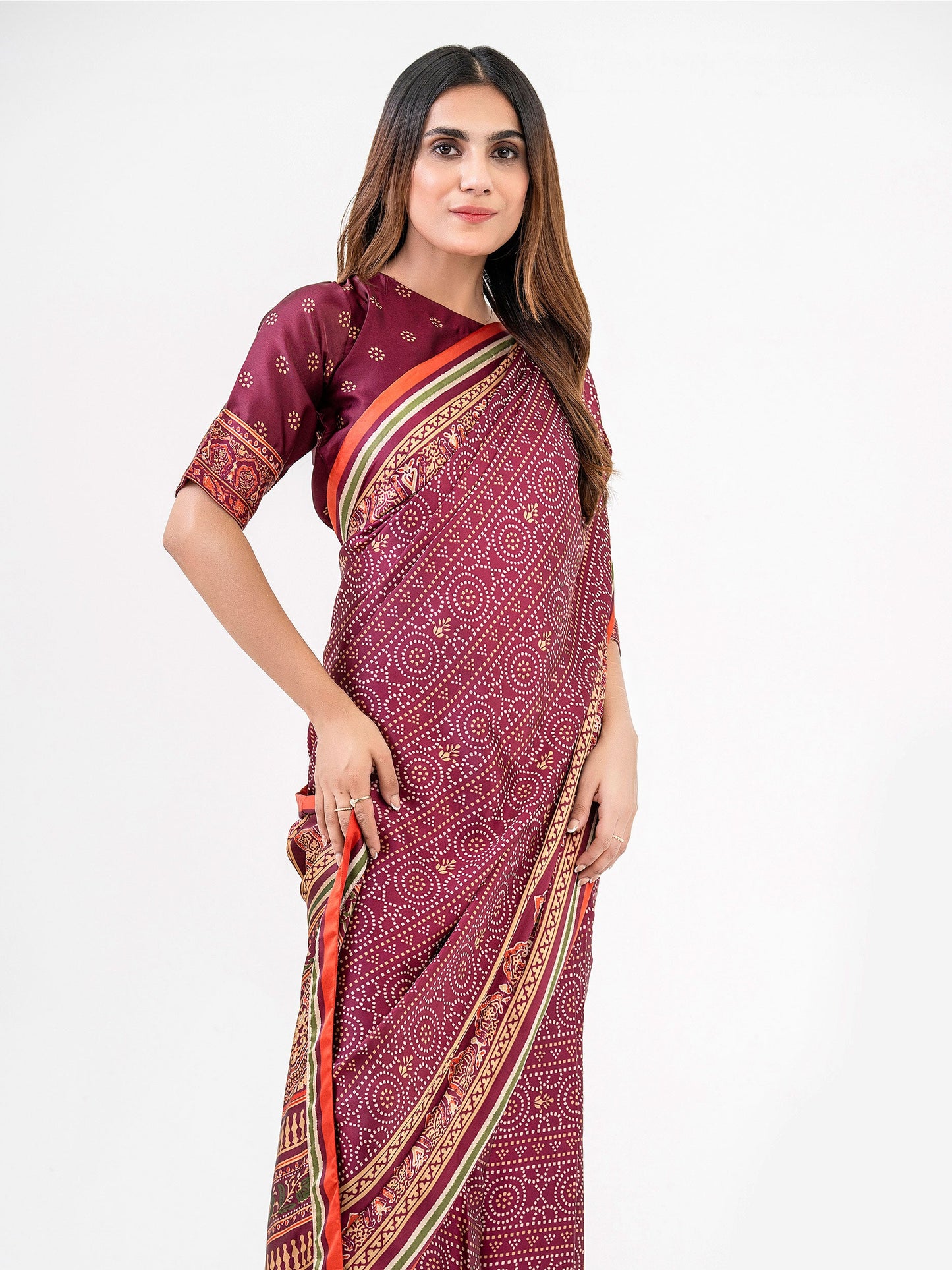 2 Piece Silk Saree-Printed (Pret)