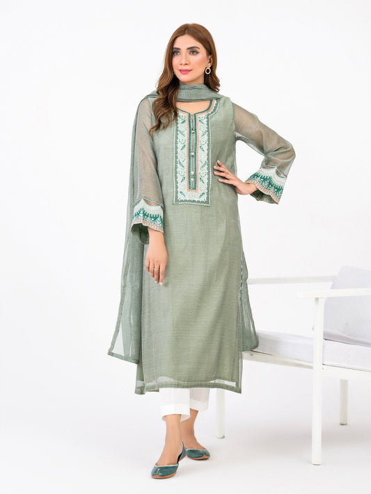 Limelight - 2 Piece Cotton Net Suit-Embroidered(Pret)