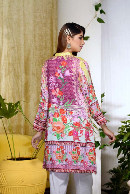 Adan's Libas - Citron - Digital Embroidered & Hand Embellished Stitched Kurti