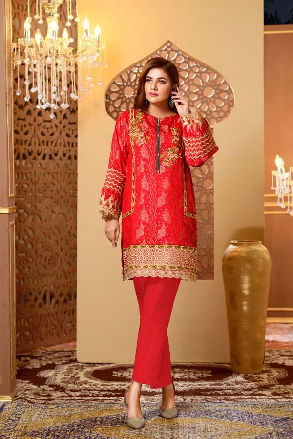 Adan's Libas - Cherry Blossom - Embroidered Jacquard Shirt