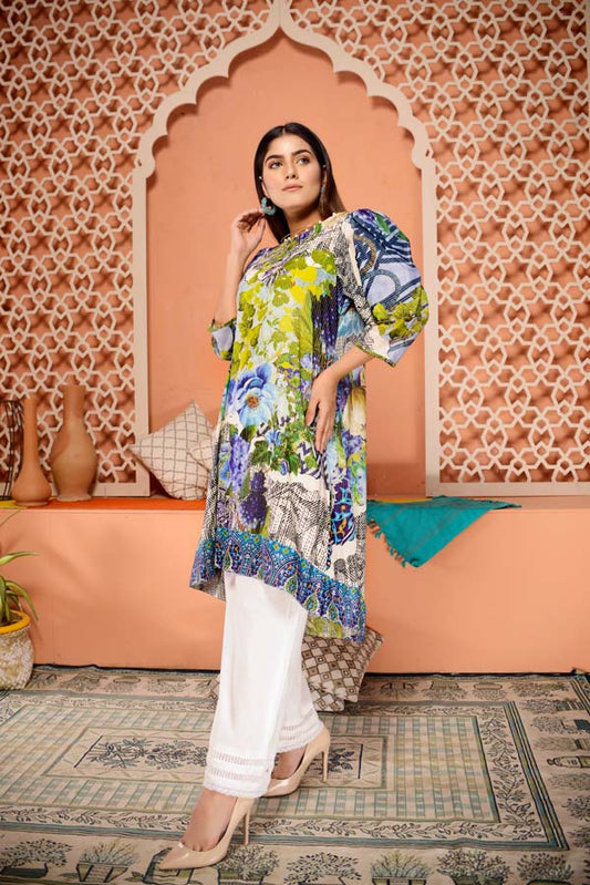 Adan's Libas - Citrus - Digital Mesuri Lawn Unstitch Shirt