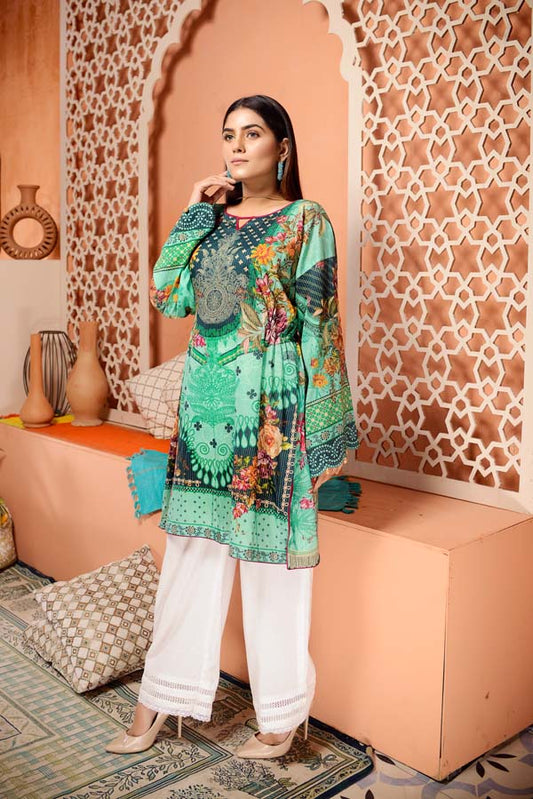 Adan's Libas - Dark Turquoise - Digital Mesuri Lawn Unstitch Shirt