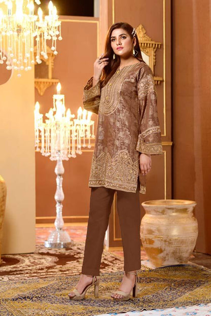 Adan's Libas - Cocoa Mulch - Embroidered Jacquard Shirt