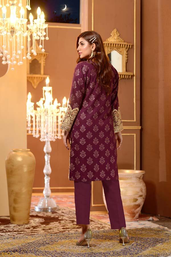 Adan's Libas - Elite Purple - Embroidered Jacquard Shirt