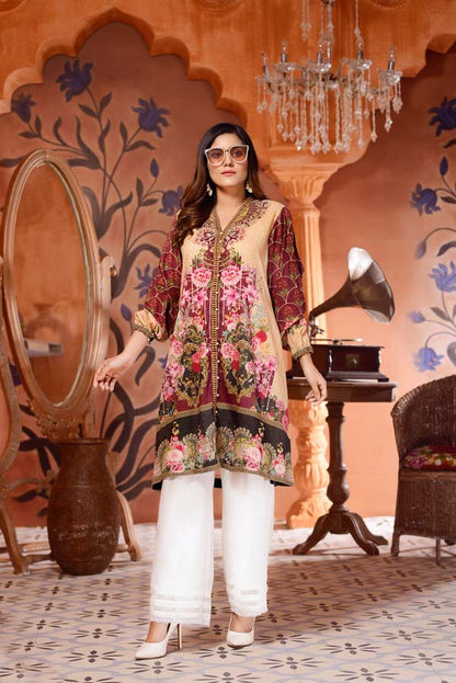 Adan's Libas - Cinnabar - Digital Mesuri Lawn Unstitch Shirt