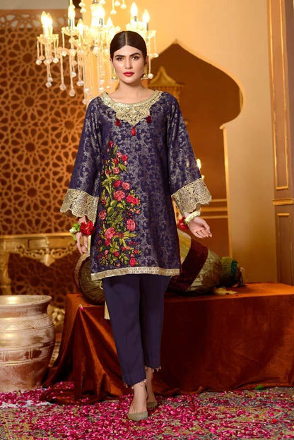 Adan's Libas - Charoite - Embroidered Jacquard Shirt
