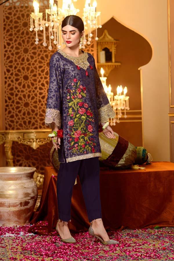 Adan's Libas - Charoite - Embroidered Jacquard Shirt