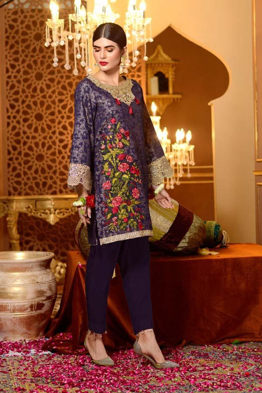 Adan's Libas - Charoite - Embroidered Jacquard Shirt