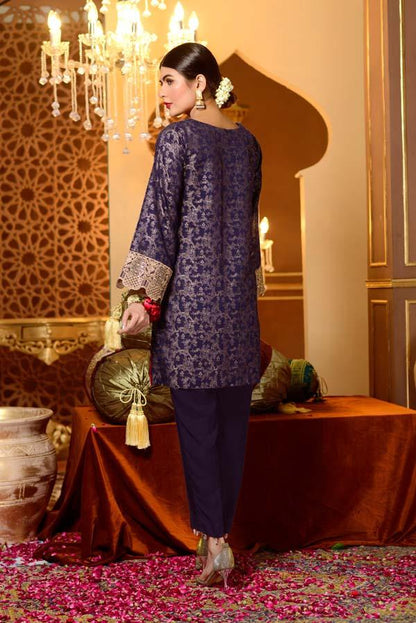 Adan's Libas - Charoite - Embroidered Jacquard Shirt