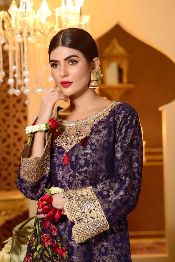 Adan's Libas - Charoite - Embroidered Jacquard Shirt
