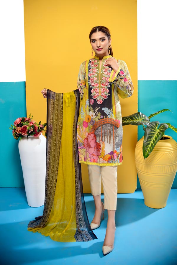 Adan's Libas - Celeste - Digital Printed and Embroidered Lawn