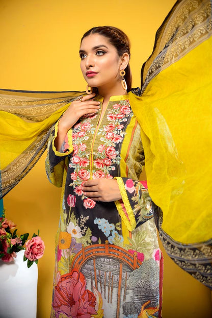 Adan's Libas - Celeste - Digital Printed and Embroidered Lawn