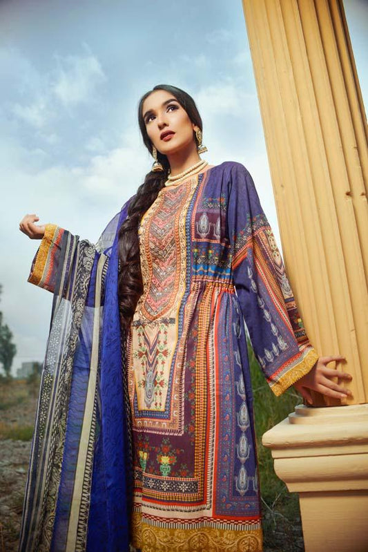 Adan's Libas - DARK NAVY - DIGITAL EMBROIDERED LAWN