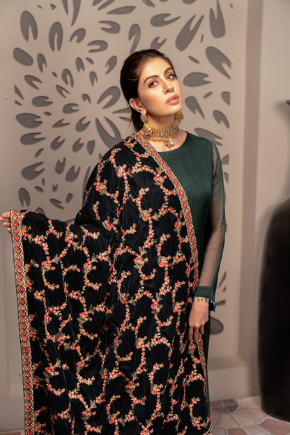 Adan's Libas - Cinder - Embroidered Velvet Shawl
