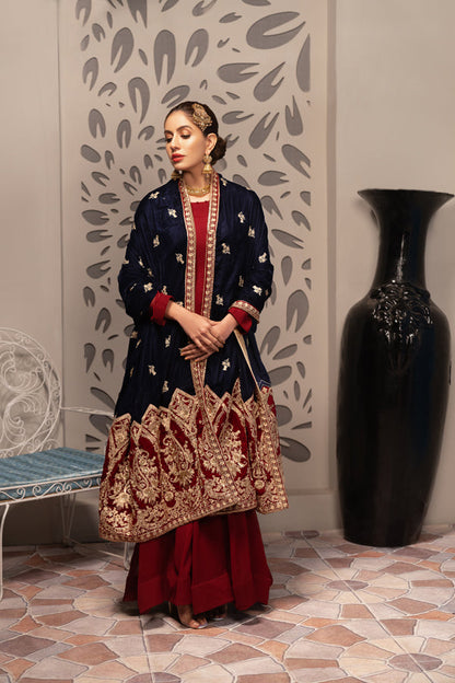 Adan's Libas - Castanea - Embroidered Velvet Shawl