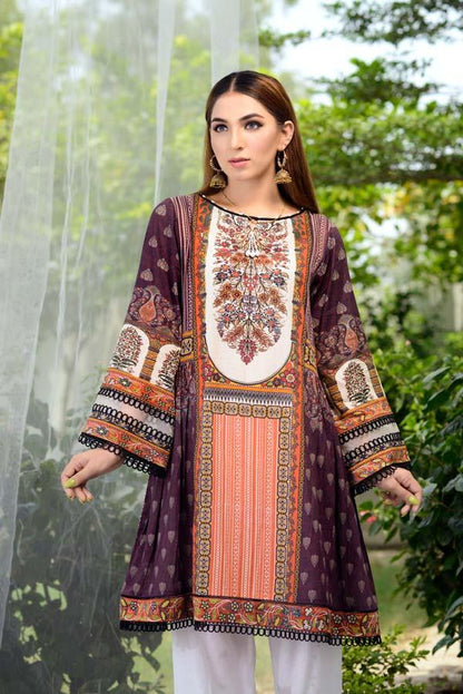 Adan's Libas - Cocoa Bean - Digital Printed Unstitch Lawn Kurti