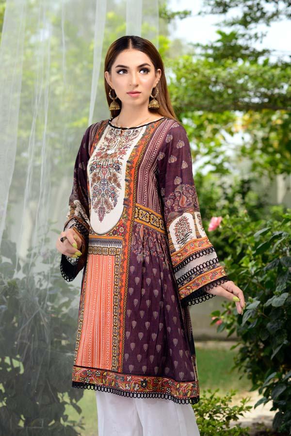 Adan's Libas - Cocoa Bean - Digital Printed Unstitch Lawn Kurti