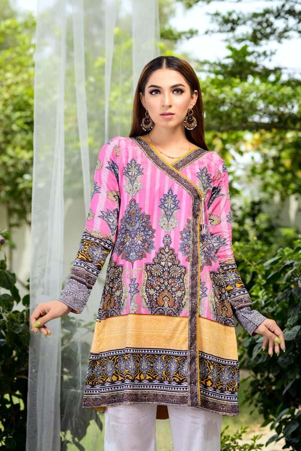 Adan's Libas - Carnation Pink - Digital Printed Unstitch Lawn Kurti