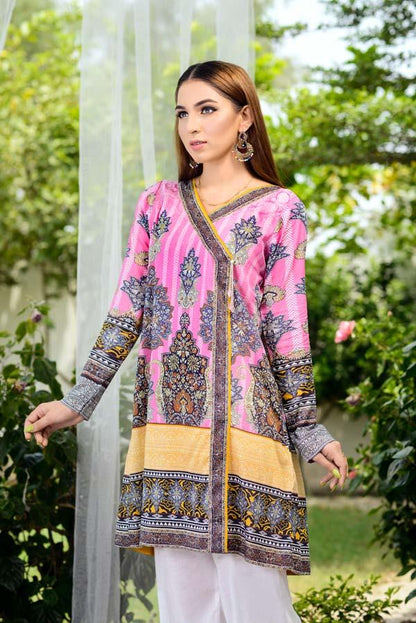 Adan's Libas - Carnation Pink - Digital Printed Unstitch Lawn Kurti