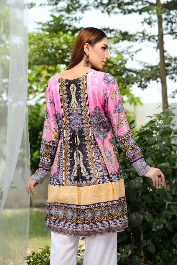 Adan's Libas - Carnation Pink - Digital Printed Unstitch Lawn Kurti