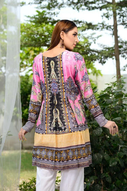 Adan's Libas - Carnation Pink - Digital Printed Unstitch Lawn Kurti