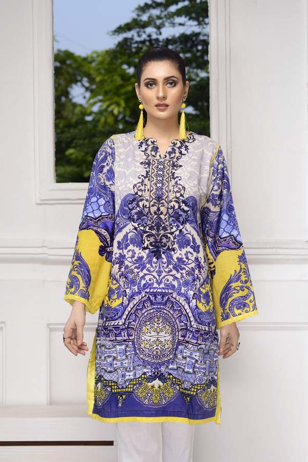 Adan's Libas - Cold Purple - Digital Embroidered Stitched Lawn Kurti