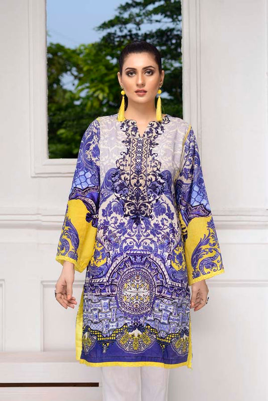 Adan's Libas - Cold Purple - Digital Embroidered Stitched Lawn Kurti
