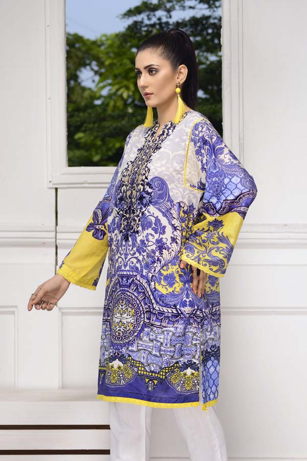 Adan's Libas - Cold Purple - Digital Embroidered Stitched Lawn Kurti
