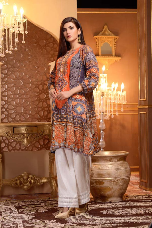 Adan's Libas - Crusta - Digital Printed and Embroidered Mesuri Lawn Kurti