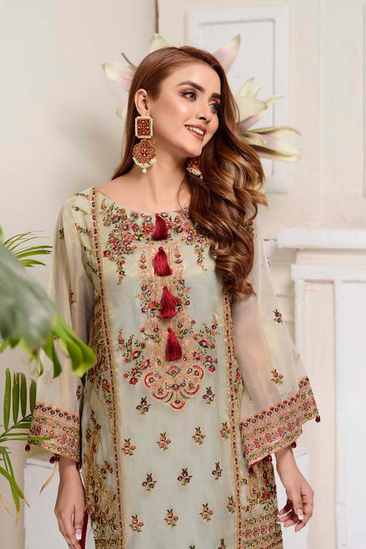 Adan's Libas - Coral Reef - Embroidered Mesuri 2 Piece