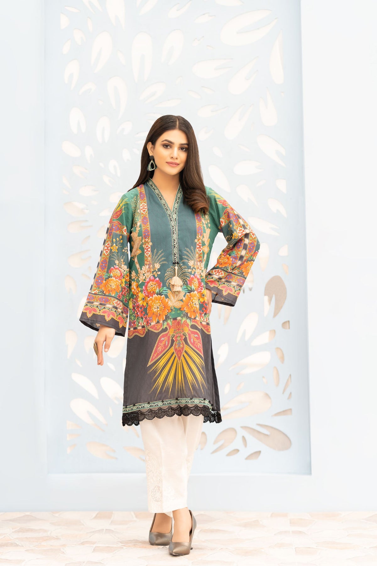 Adan's Libas - Cathin - Digital Printed Stitched Lawn Kurti