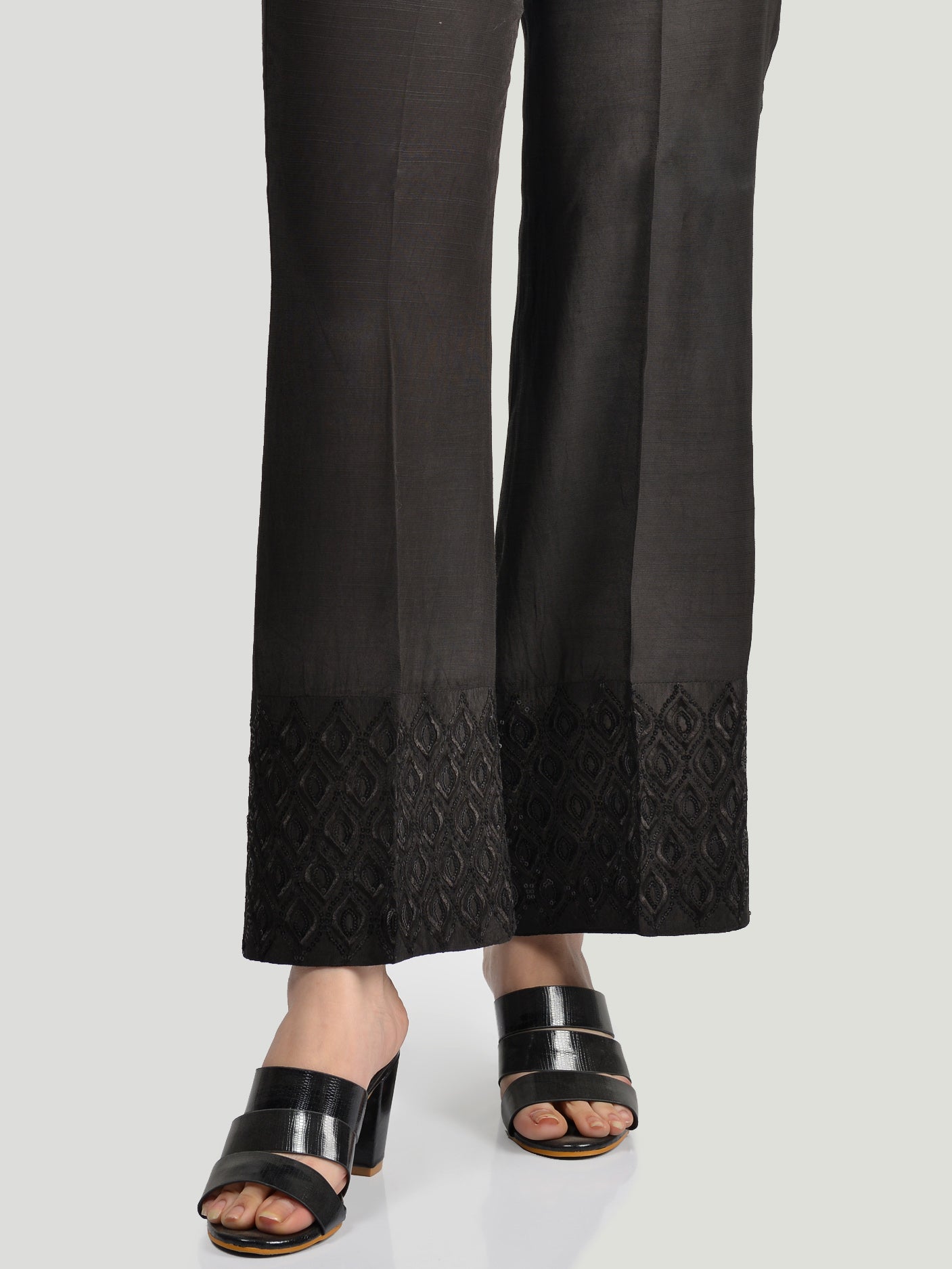 Embroidered Silk Pants