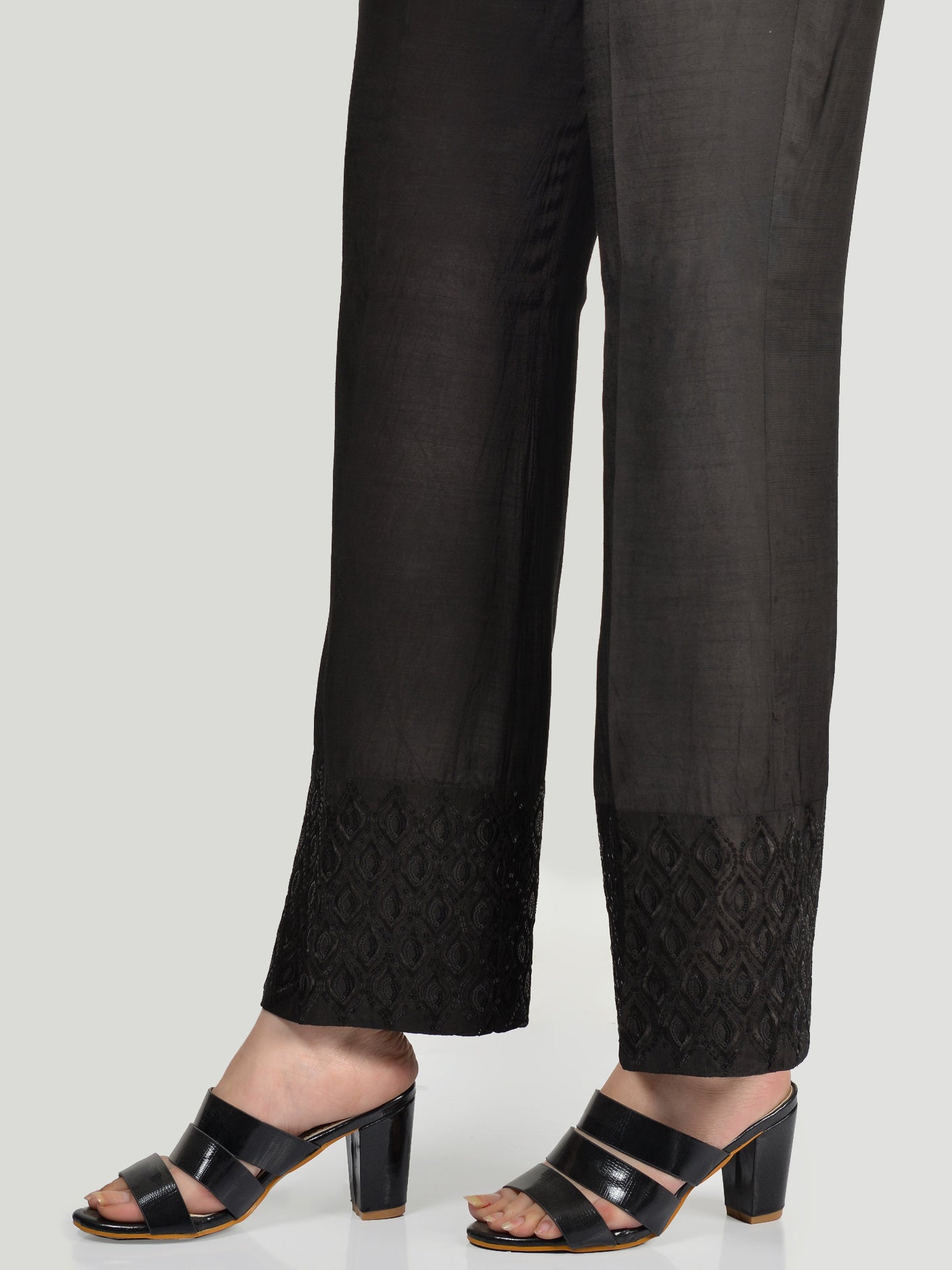 Embroidered Silk Pants