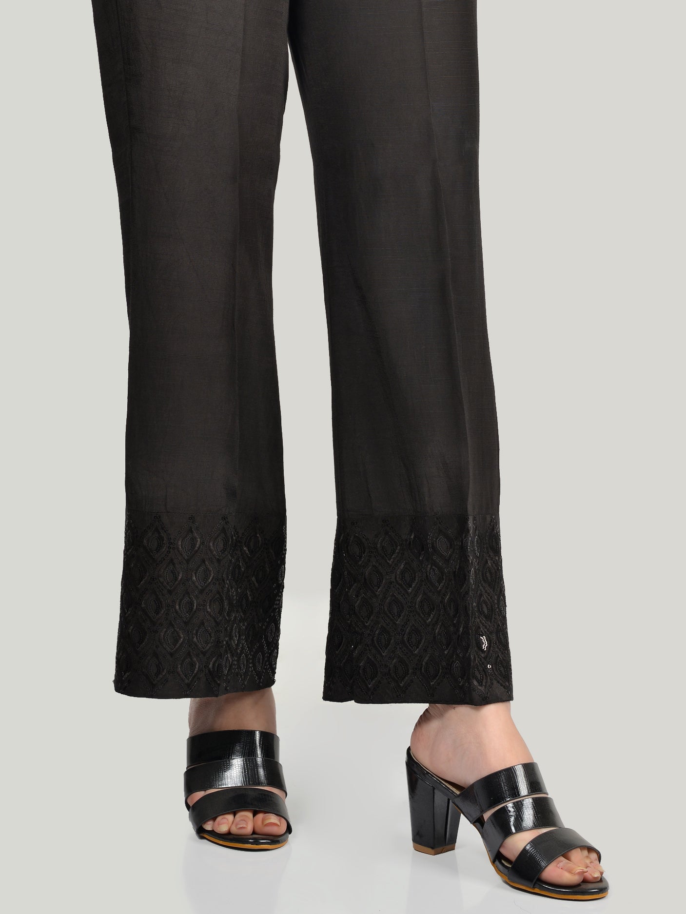 Embroidered Silk Pants