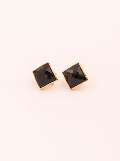 Black Stone Stud Earrings