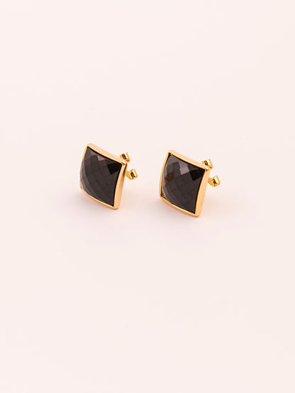 Black Stone Stud Earrings