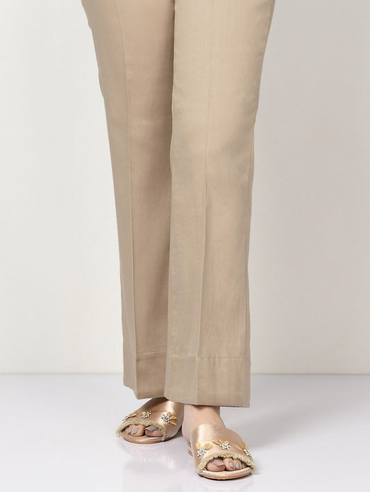 Unstitched Cambric Trouser - Dark Beige