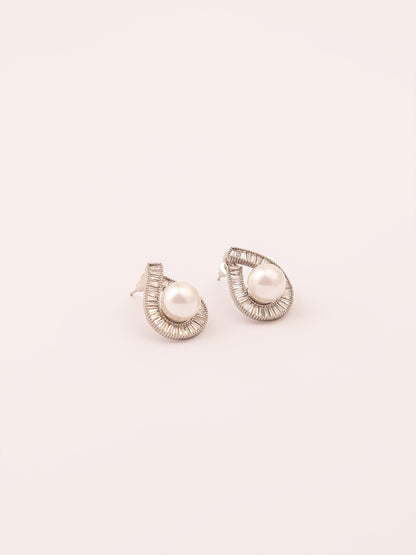 Limelight - Pearl Embellished Teardrop Stud Earrings