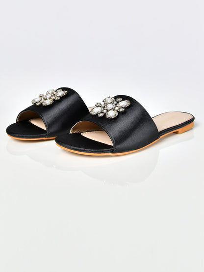 Limelight - Pearl Satin Sandals-Black