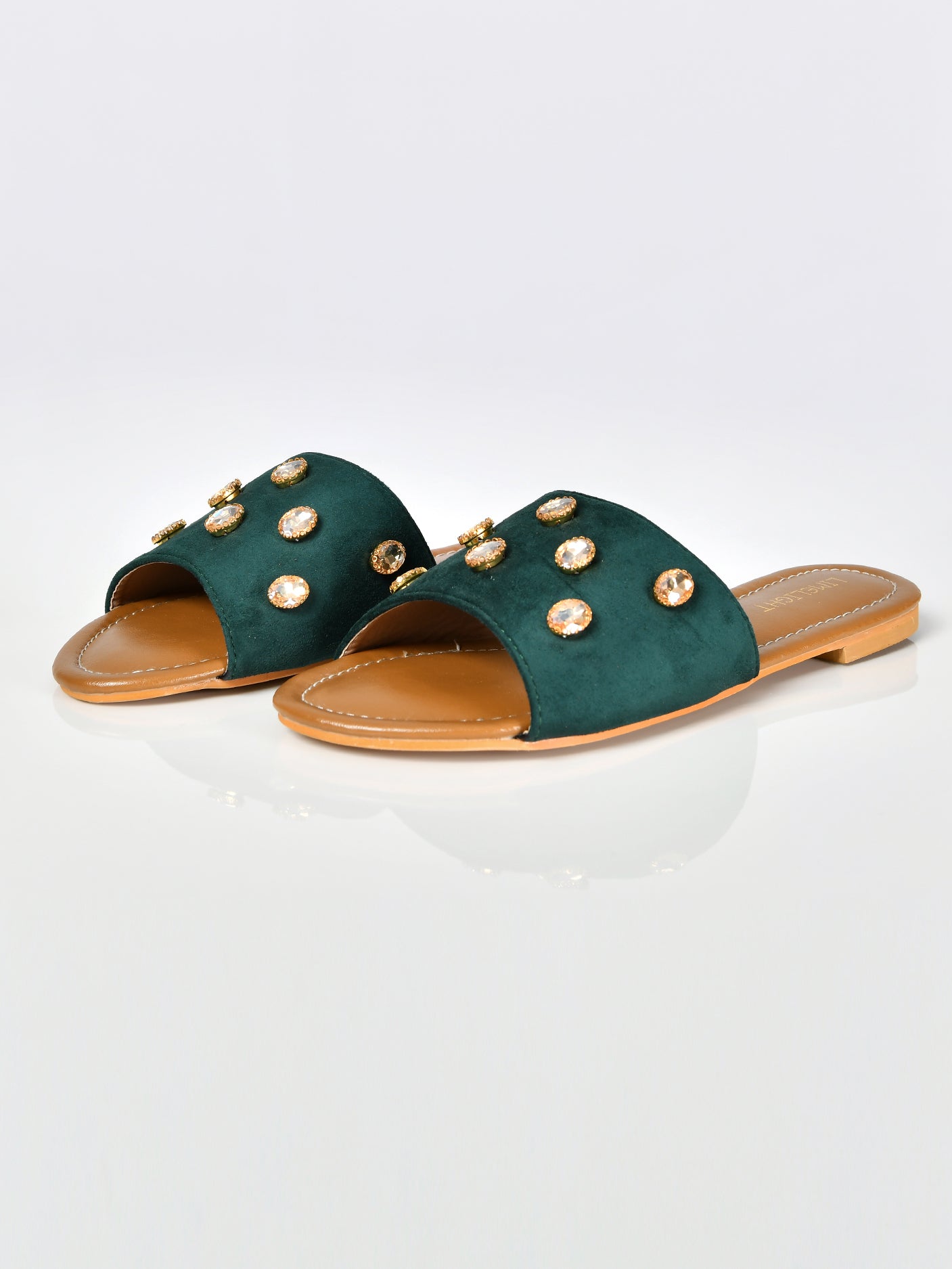 Limelight - Stone Studded Sandals-Green