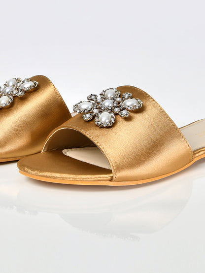 Limelight - Pearl Satin Sandals-Gold