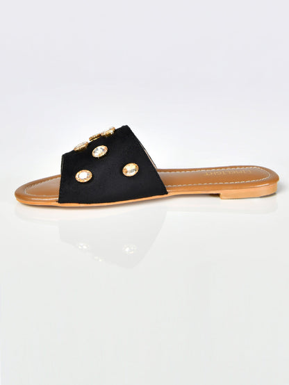 Limelight - Stone Studded Sandals-Black