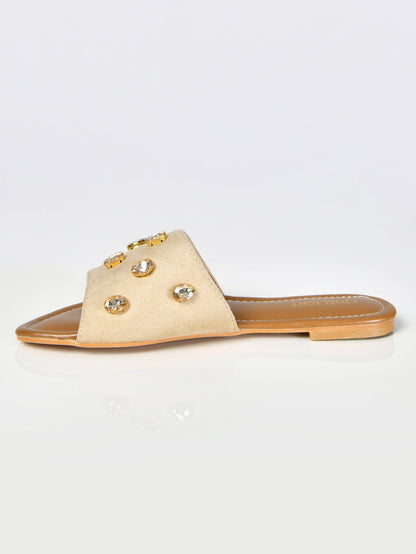 Limelight - Stone Studded Sandals-Beige