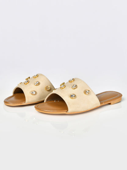 Limelight - Stone Studded Sandals-Beige