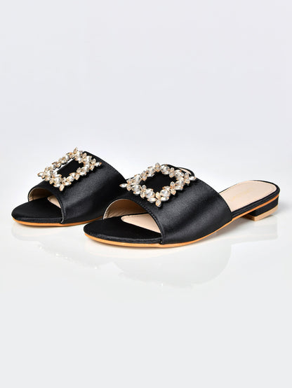 Limelight - Square Stones Sandals-Black