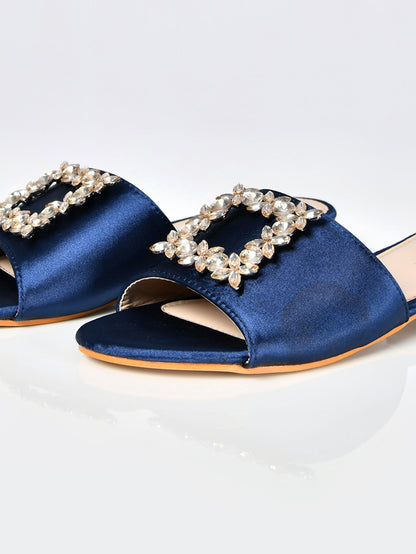 Limelight - Square Stones Sandals-Blue