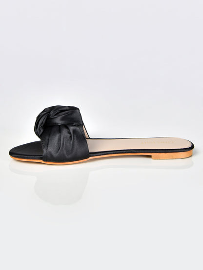 Limelight - Satin Bow Sandals-Black