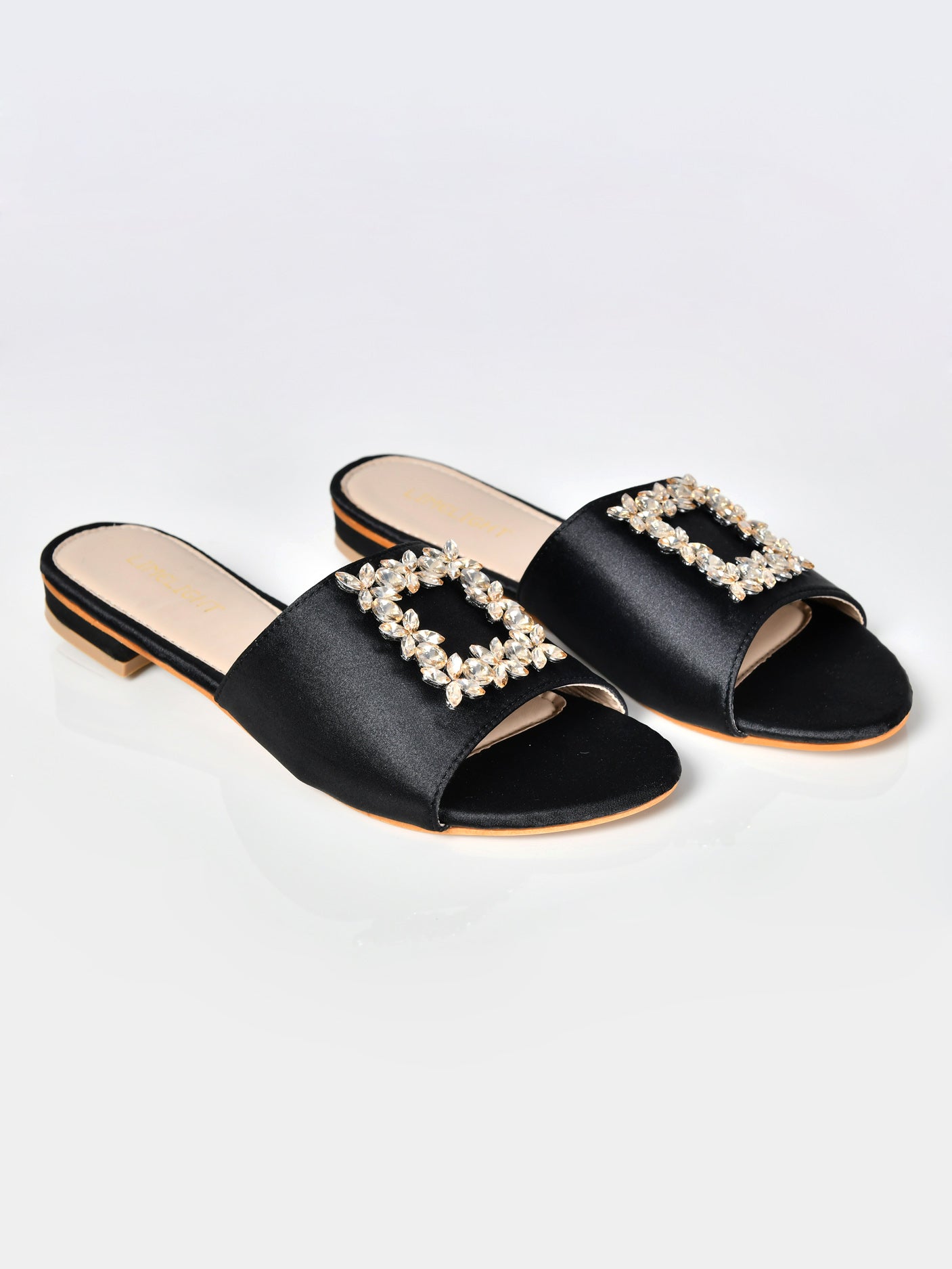 Limelight - Square Stones Sandals-Black